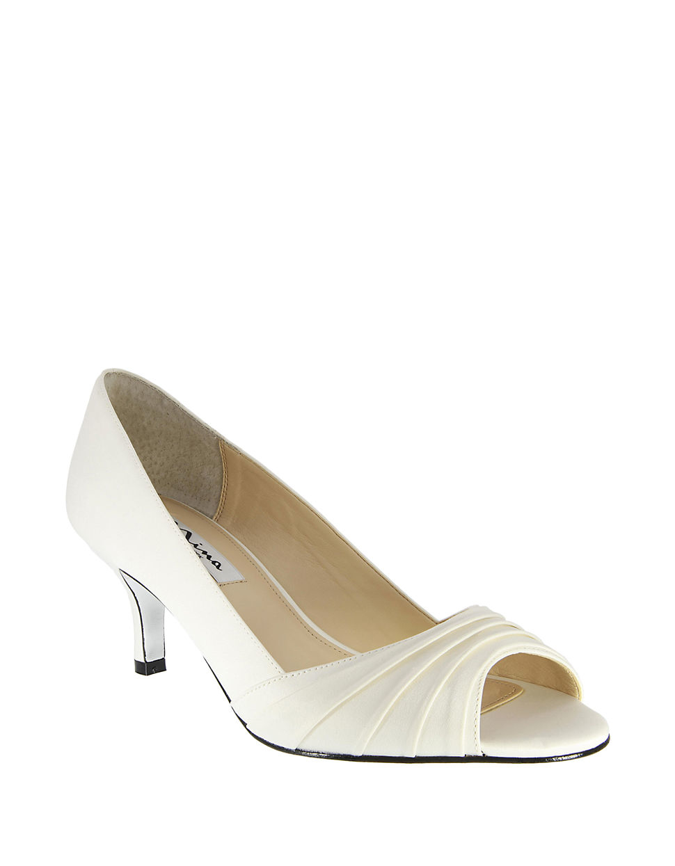 satin pumps white
