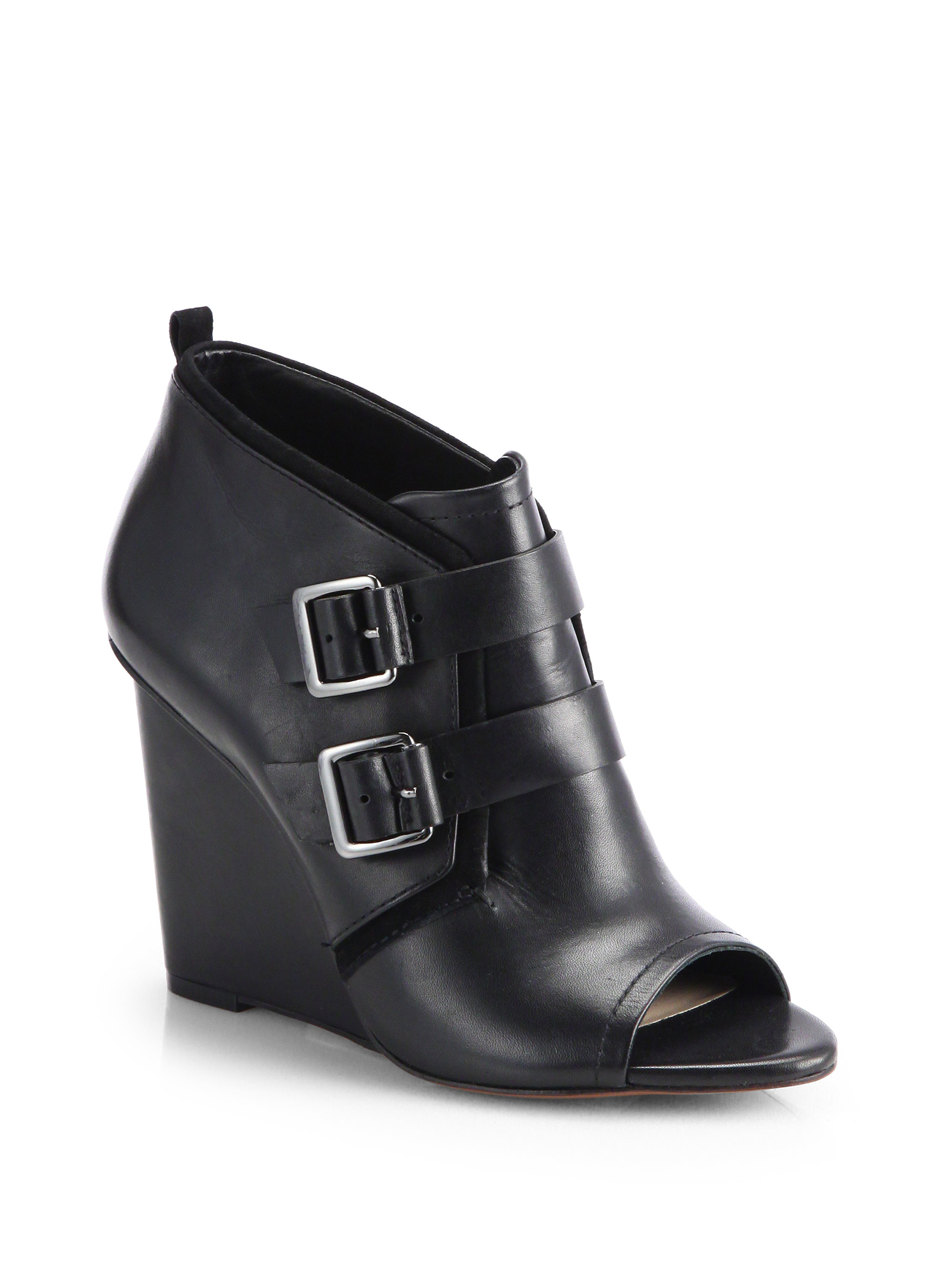 10 Crosby Derek Lam Zale Leather Buckledetail Wedge Ankle Boots in ...