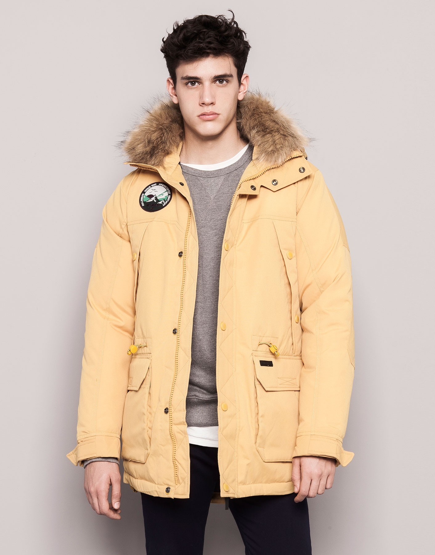 Pull&bear Jacket With Hood in Yellow for Men Lyst