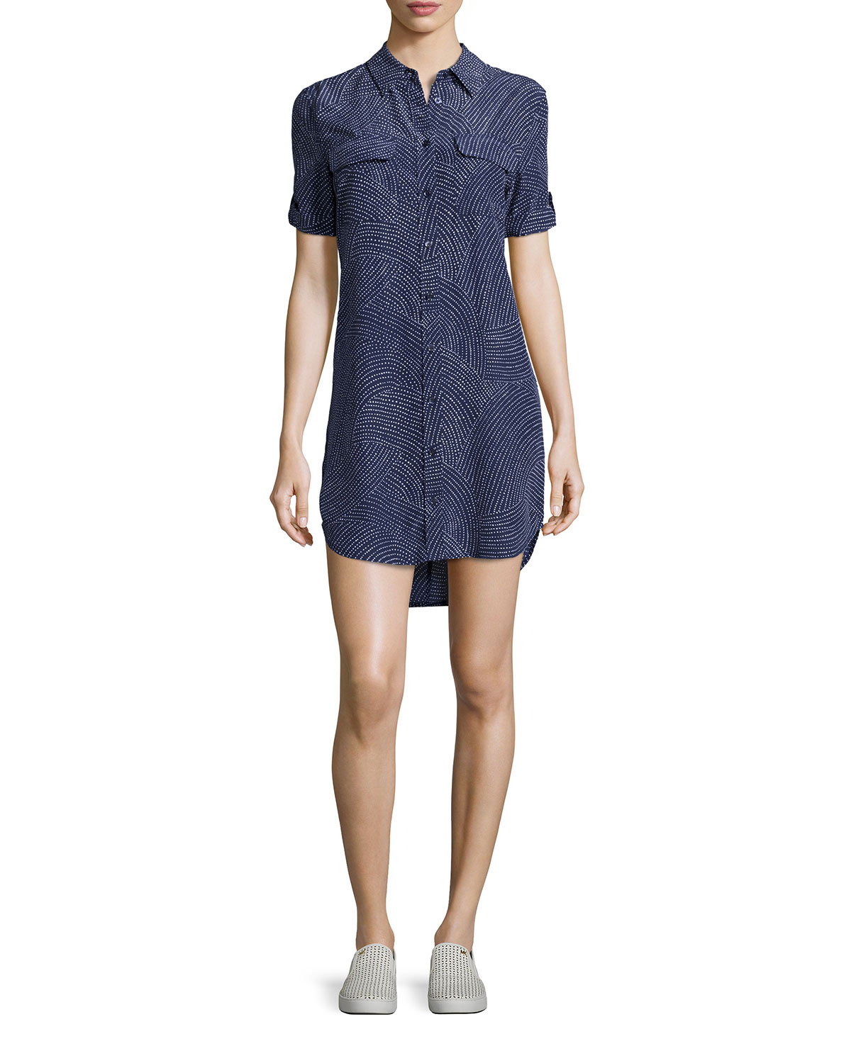 Lyst Equipment Slim Signature Printed Silk Dress in Blue