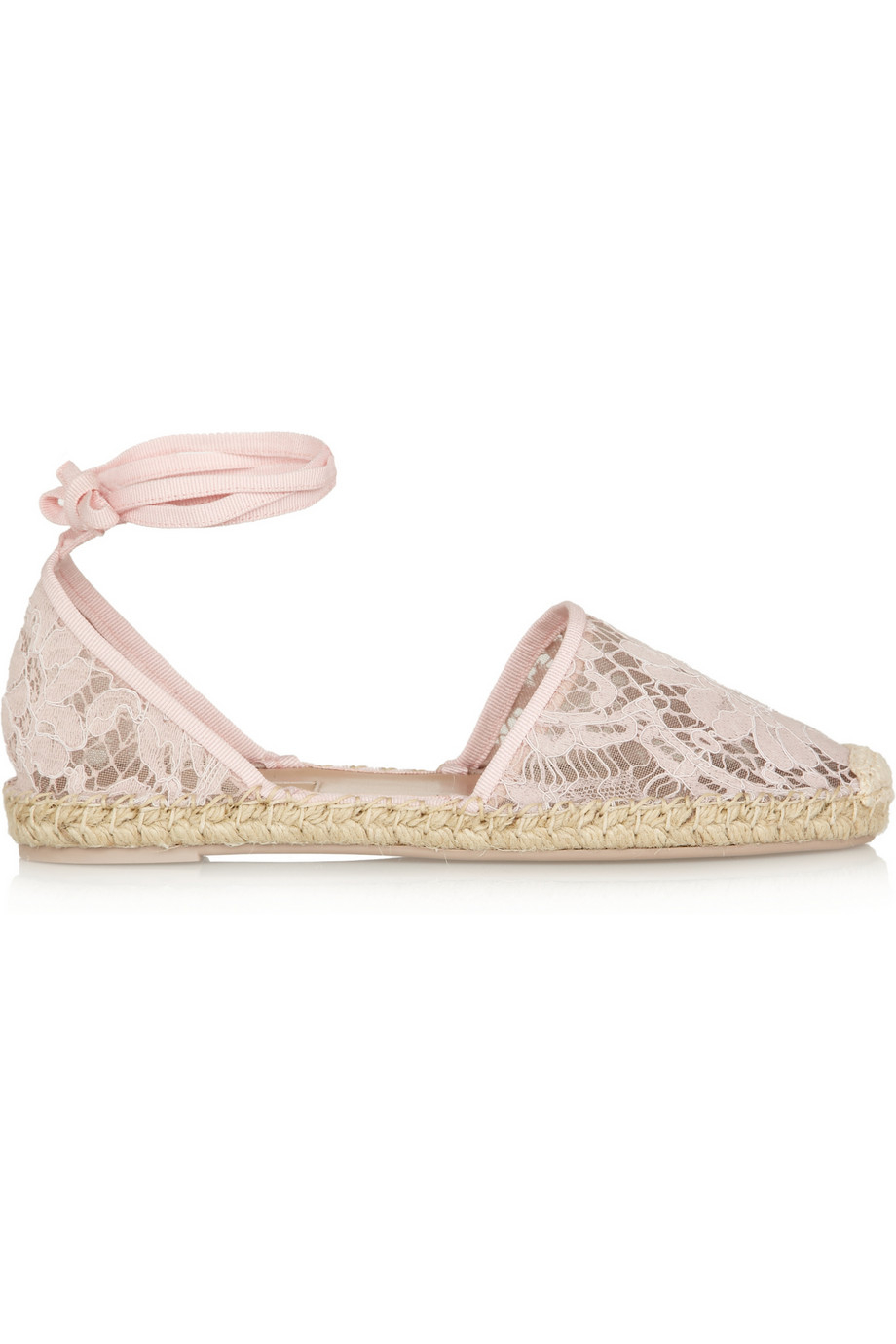 Valentino Lace Espadrilles in Pink | Lyst