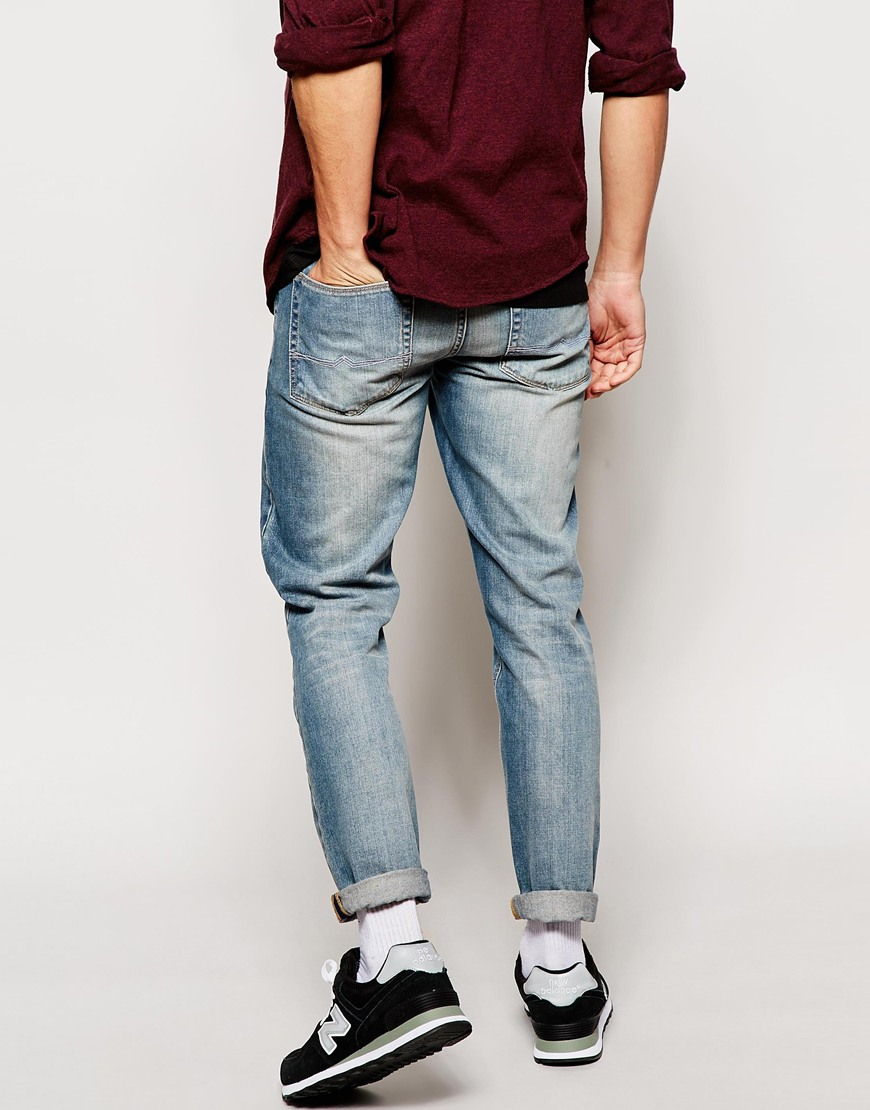 Lyst - Asos Slim Jeans In Dirty Blue Tint in Blue for Men
