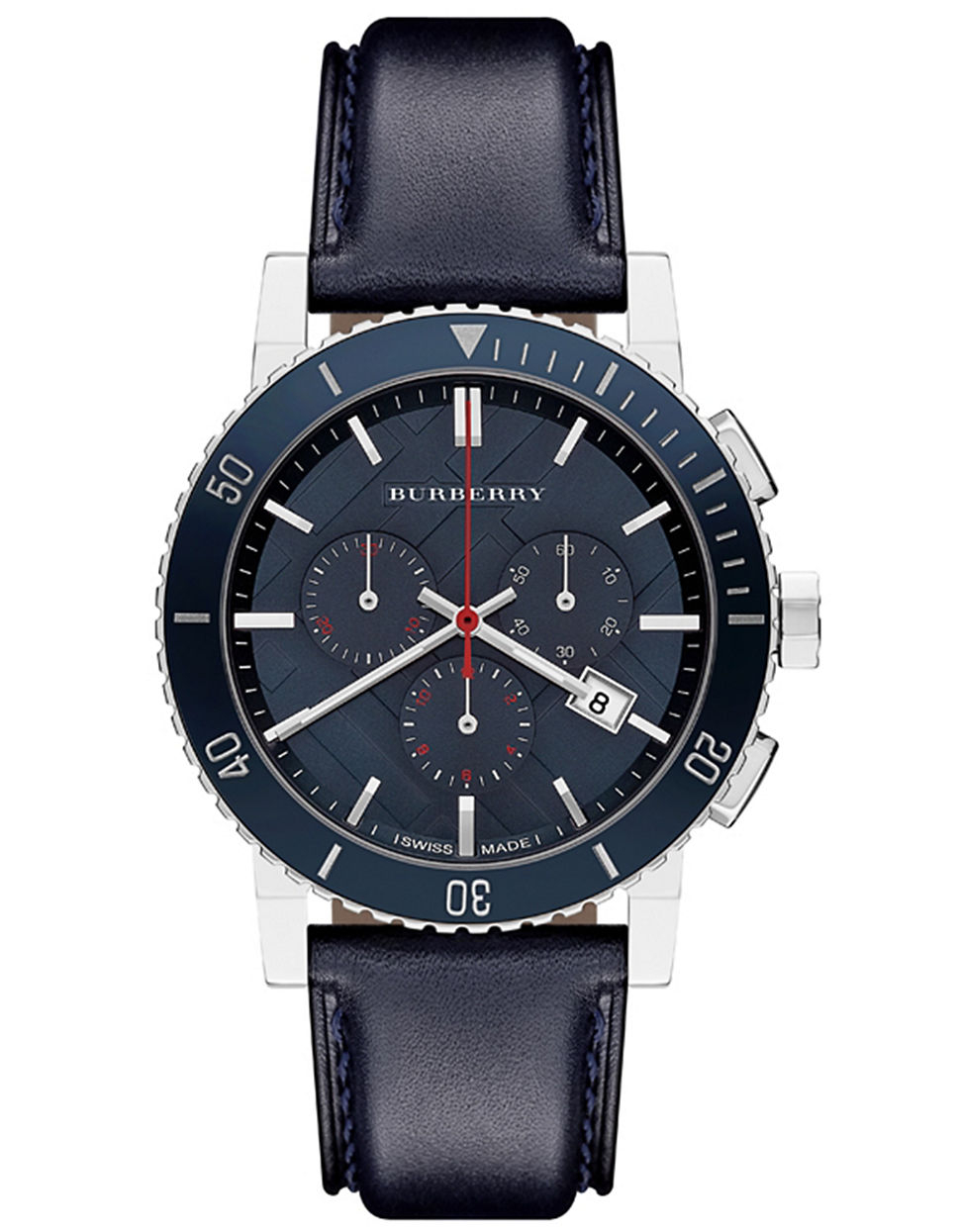 Lyst Burberry Mens Blue Leather Strap Watch in Black for Men