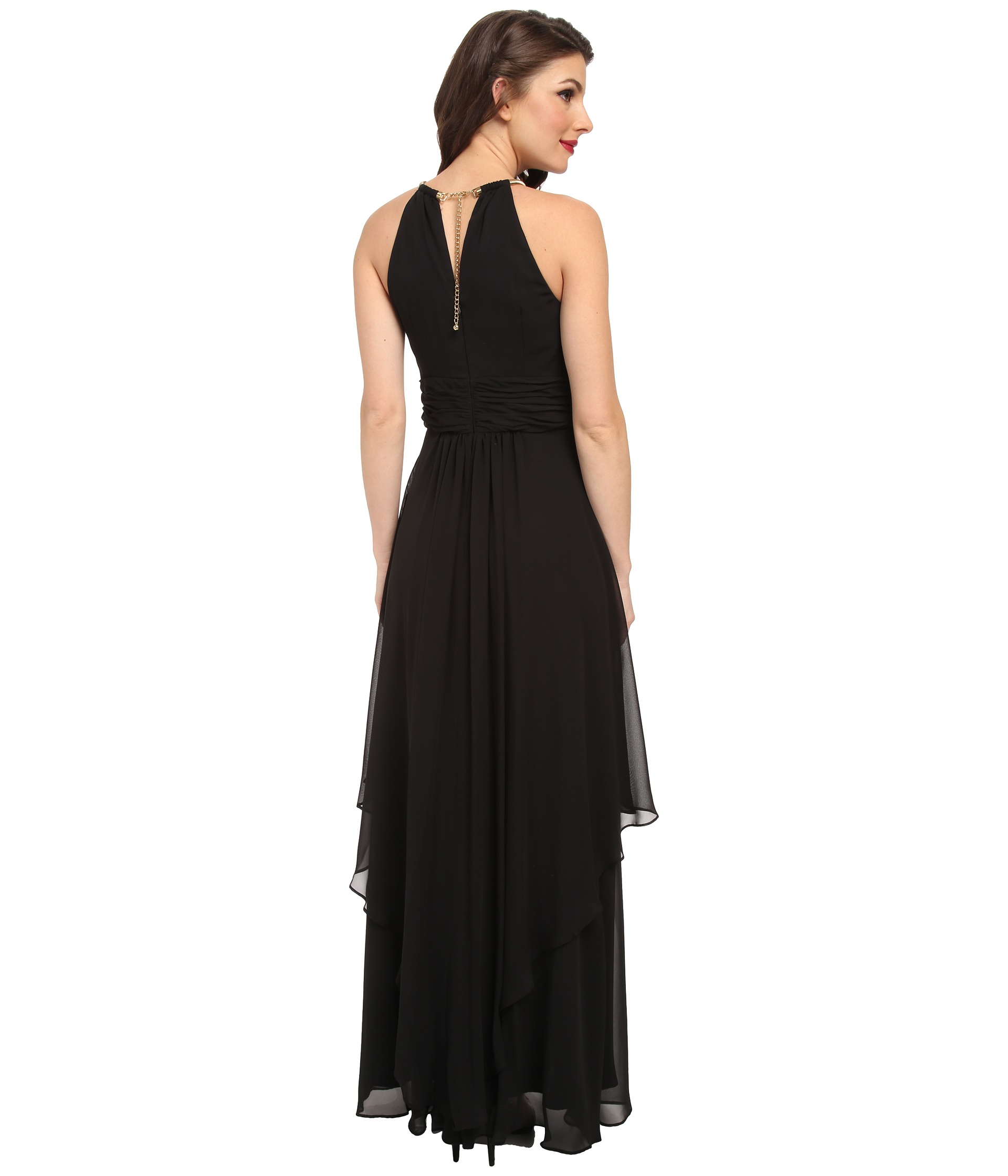 Eliza j Halter Neck Dress W/ Crisscross Waist And Long Skirt in Black ...