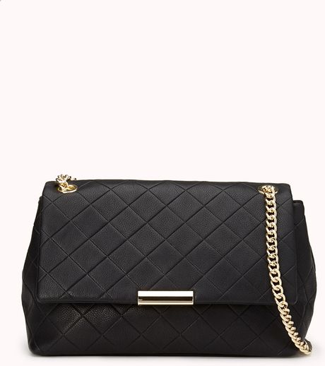 Forever 21 Fancy Quilted Shoulder Bag in Black | Lyst