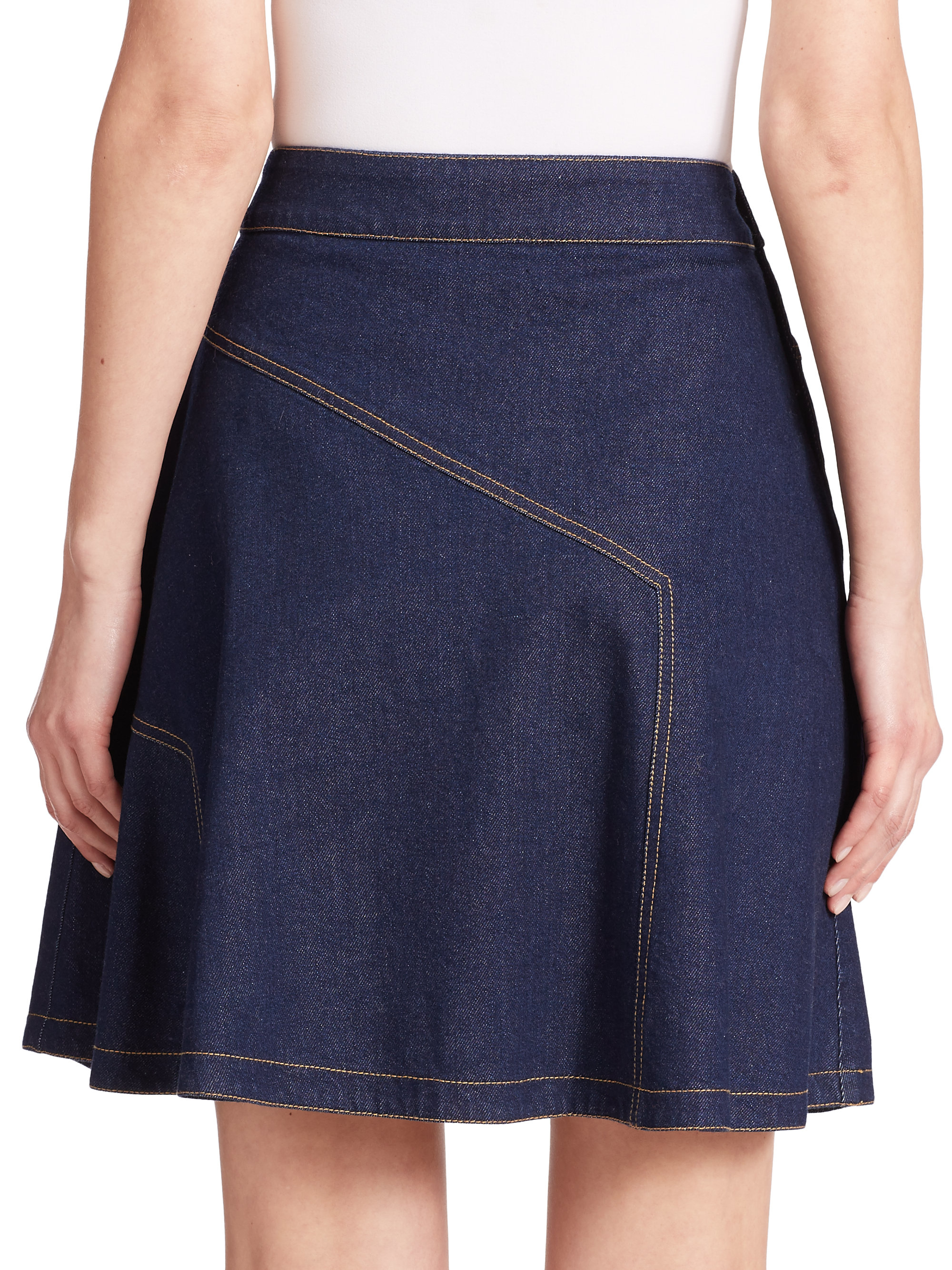 See By Chloé Flared Denim Skirt In Blue Lyst