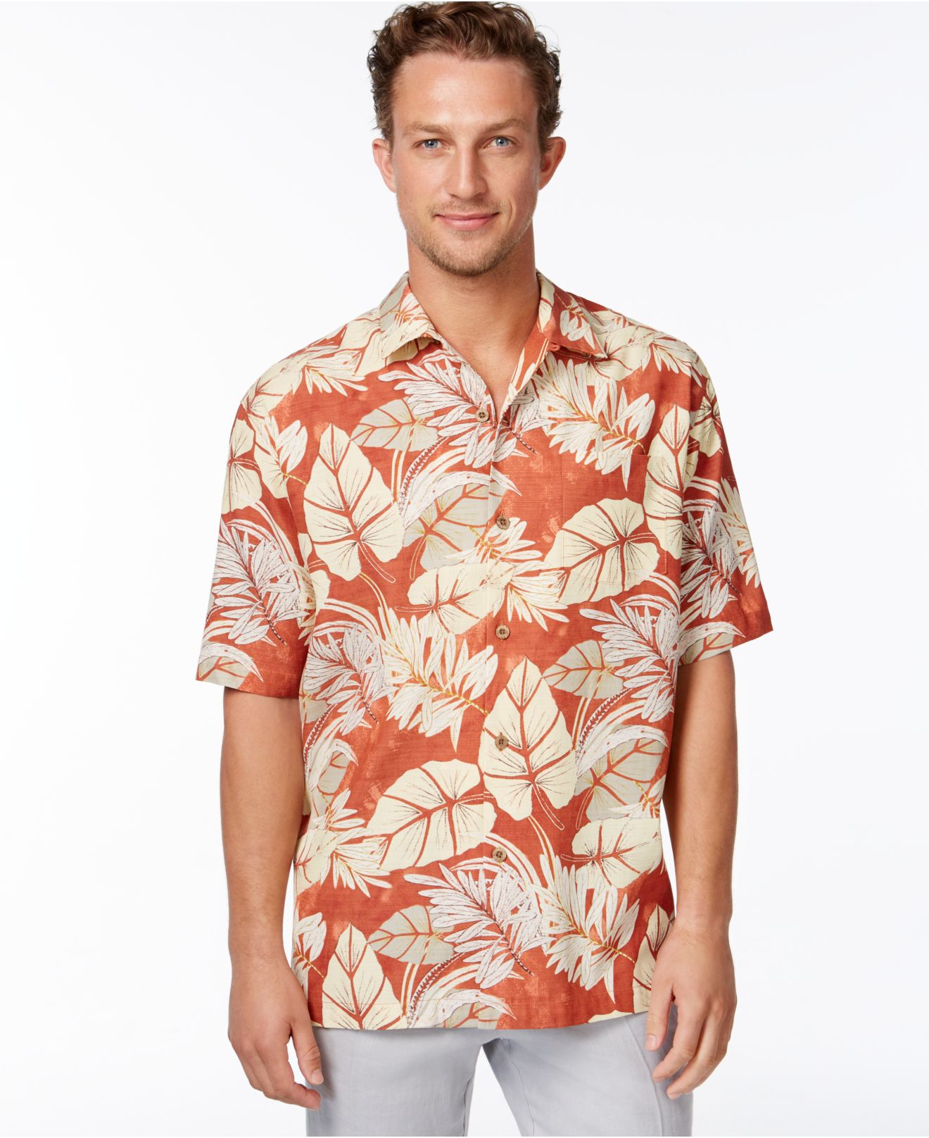 Lyst - Tommy Bahama Great Barrier Leaf Floral-print Short-sleeve Shirt ...