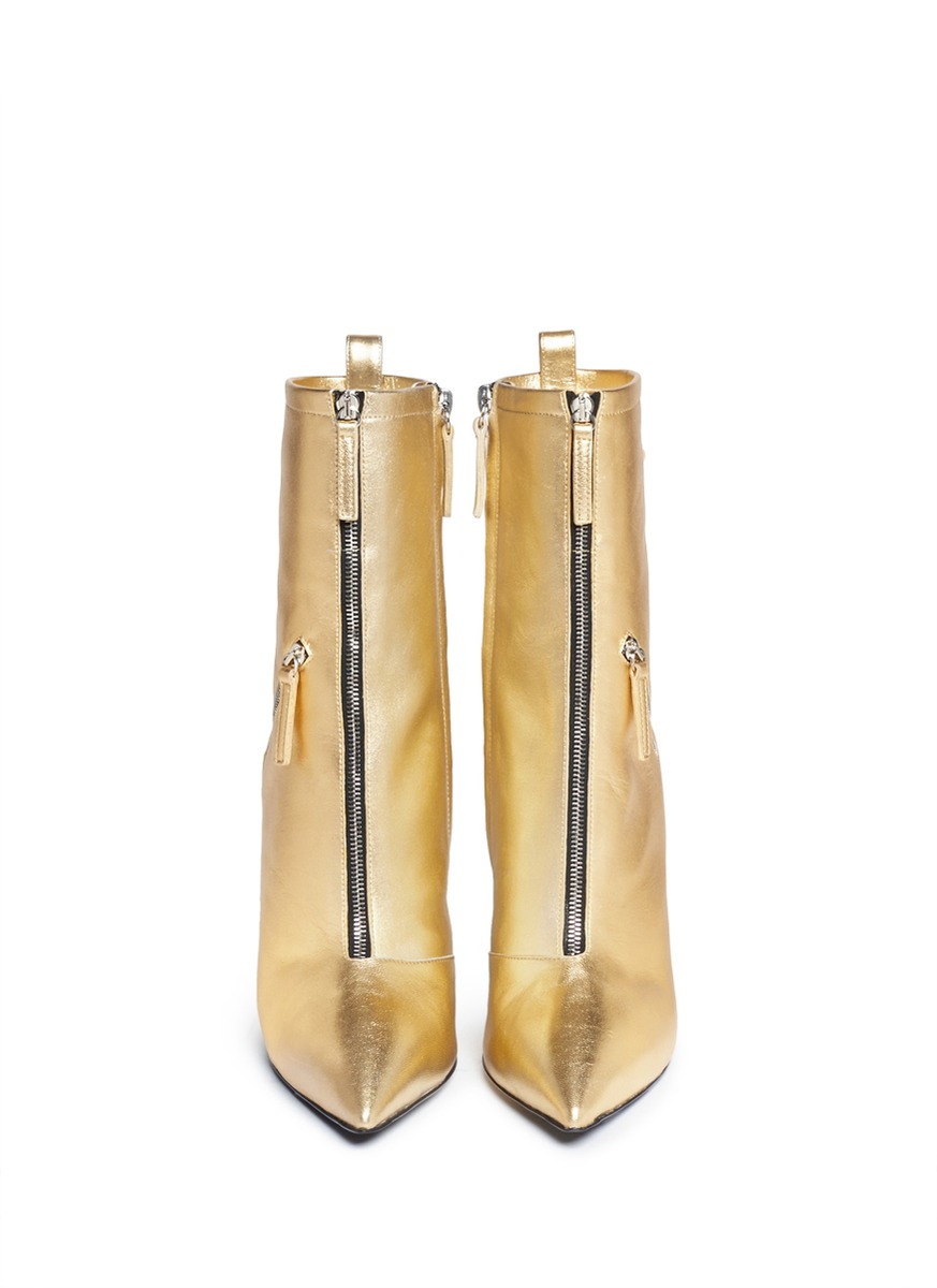 Lyst - Giuseppe Zanotti 'yvette' Metallic Leather Zip Boots in Metallic