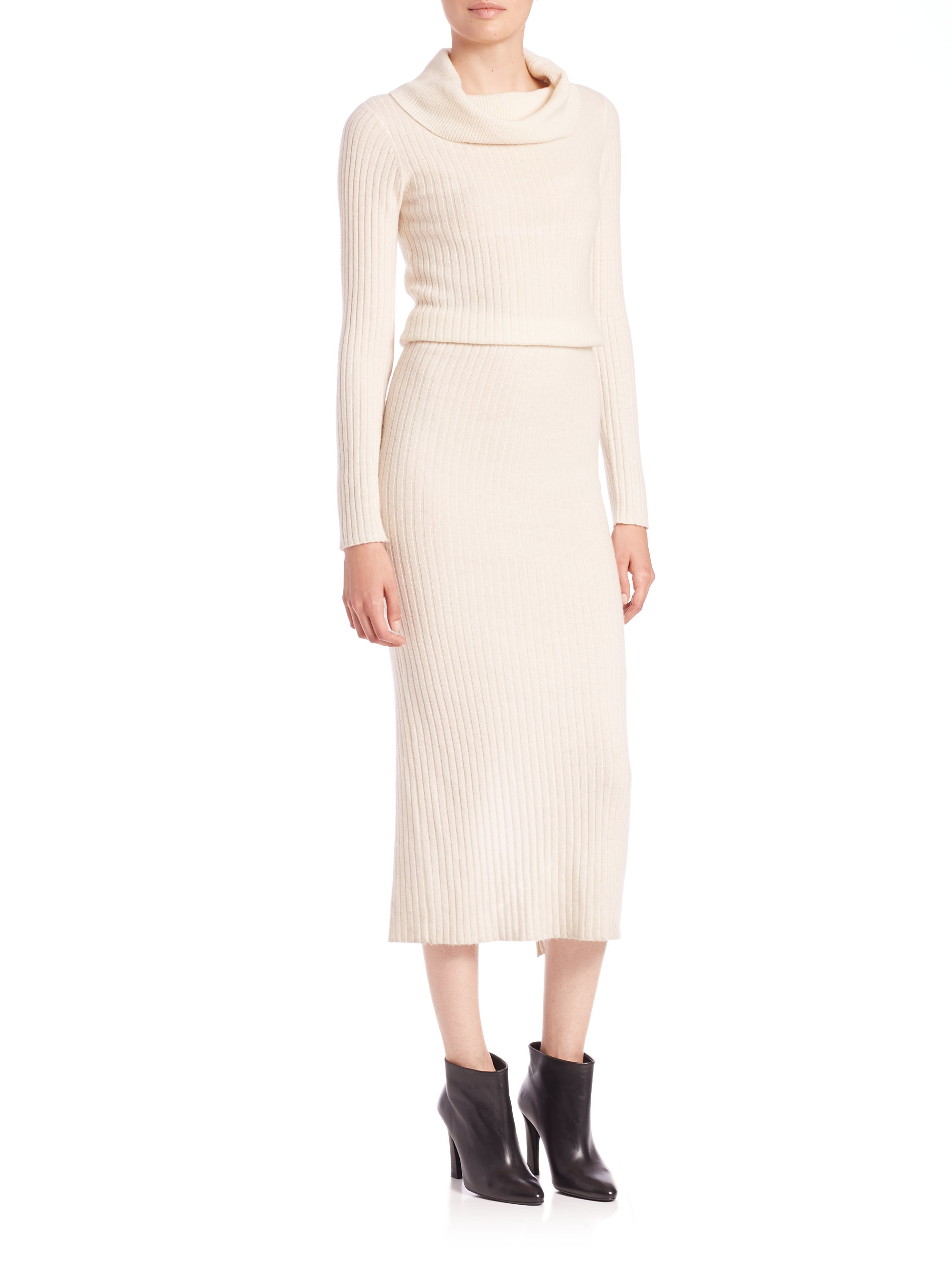 Lyst Alice Olivia Hailee Ribbed Sweater Dress In Natural Gallery