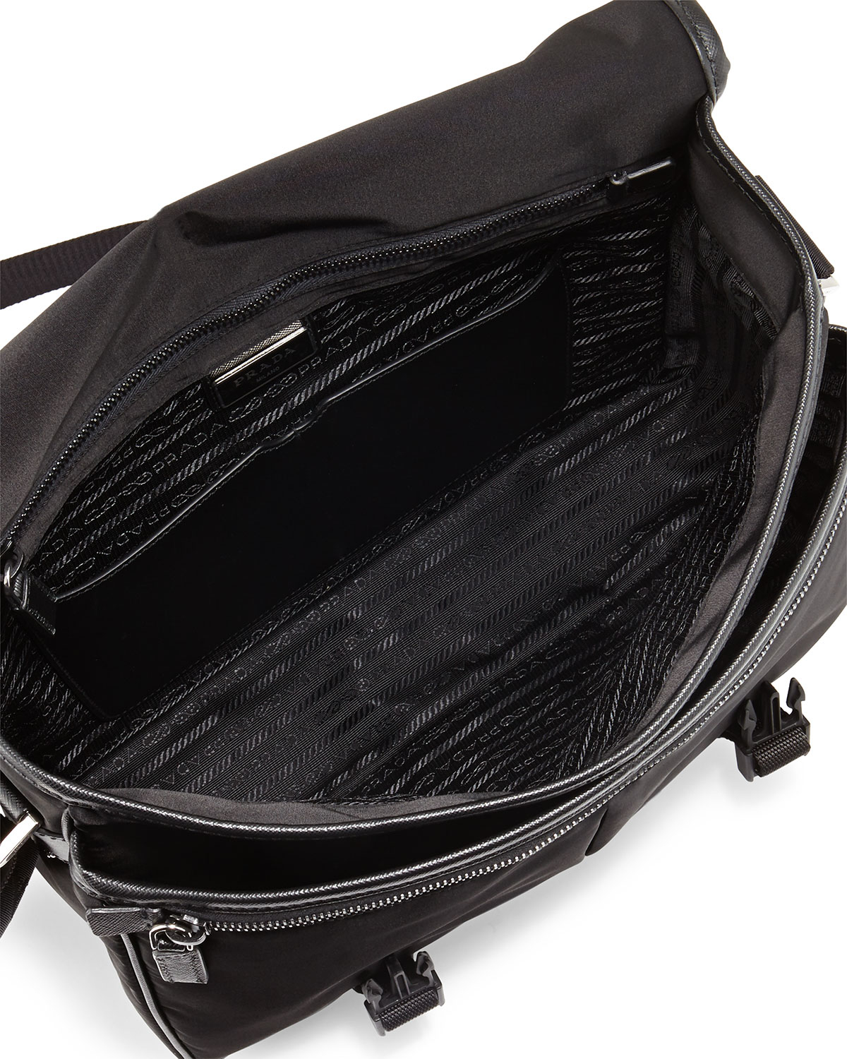 Prada Large Nylon Messenger Bag in Black for Men | Lyst  