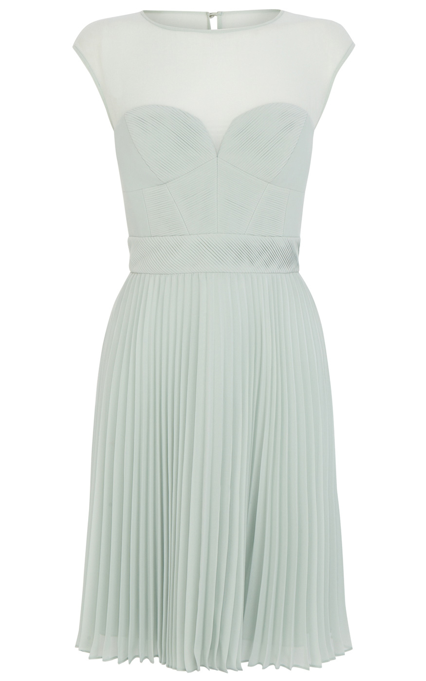 Karen millen Pintuck Pleated Dress in Green Lyst