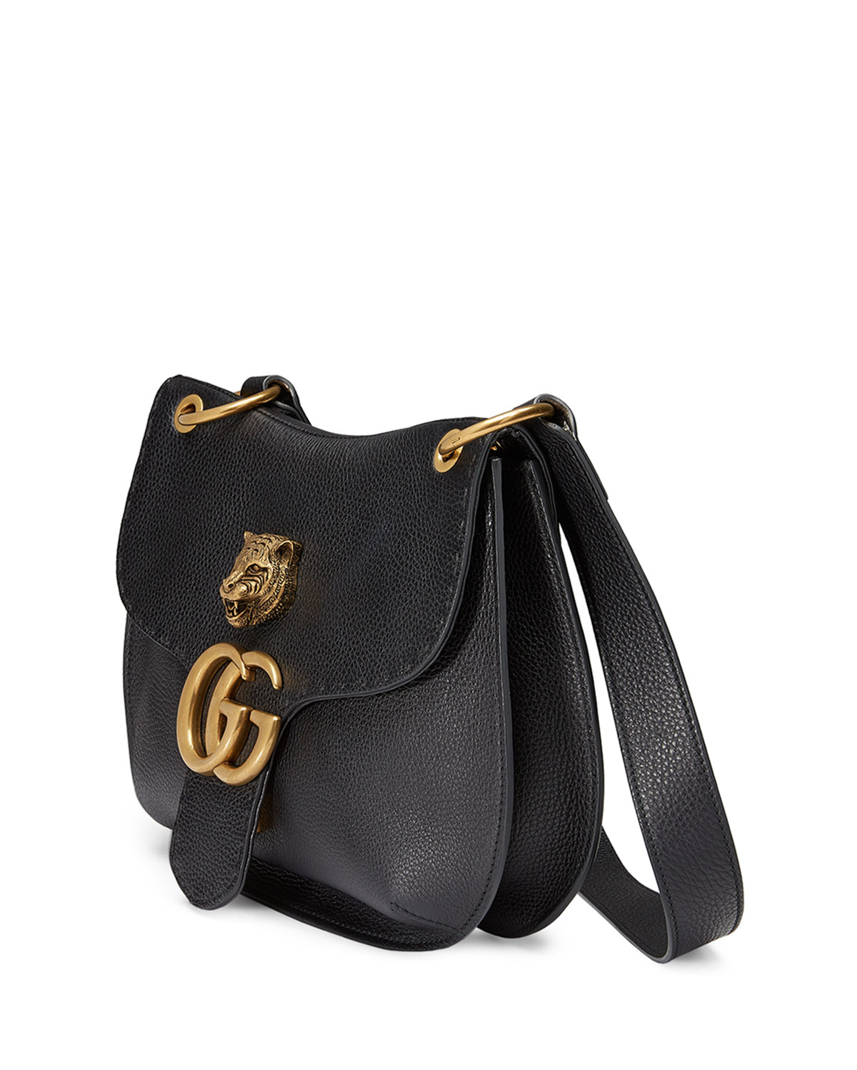 Lyst - Gucci Gg Marmont Leather Tiger Bag in Black