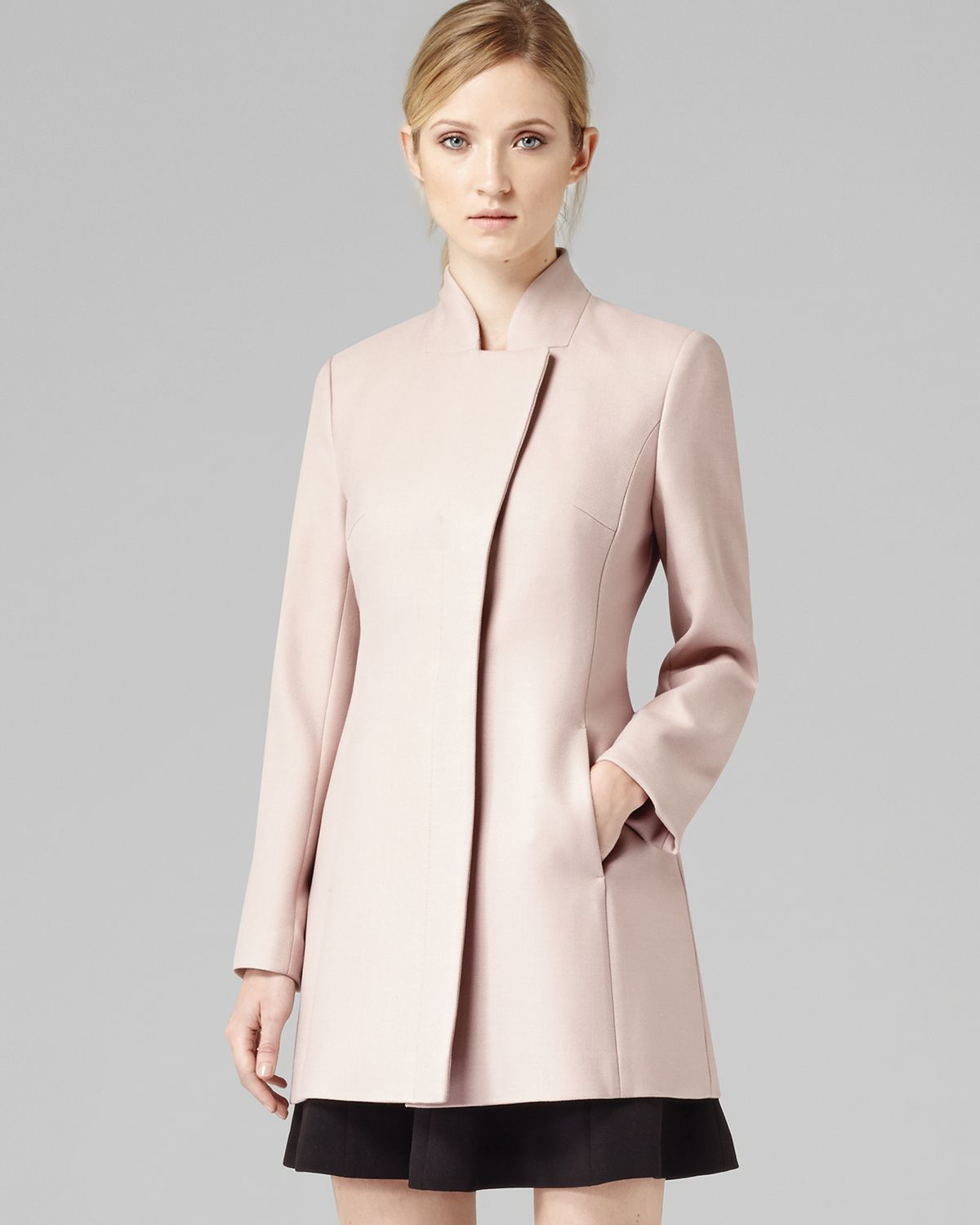 Lyst - Reiss Coat Regale Mandarin Collar in Pink