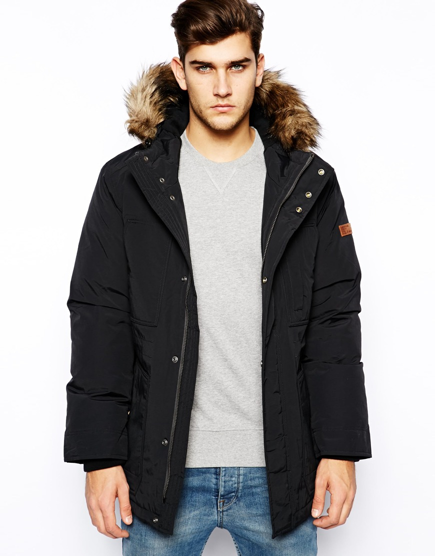 Esprit Parka Jacket with Hood in Black for Men | Lyst