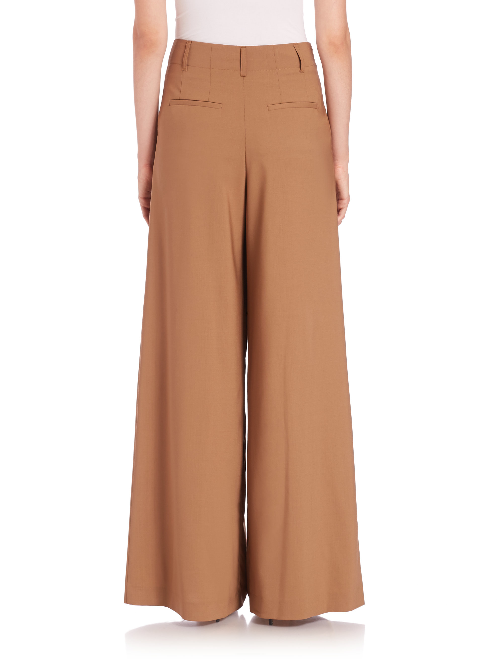 Lyst - Alice + Olivia High-rise Wide-leg Trousers in Natural