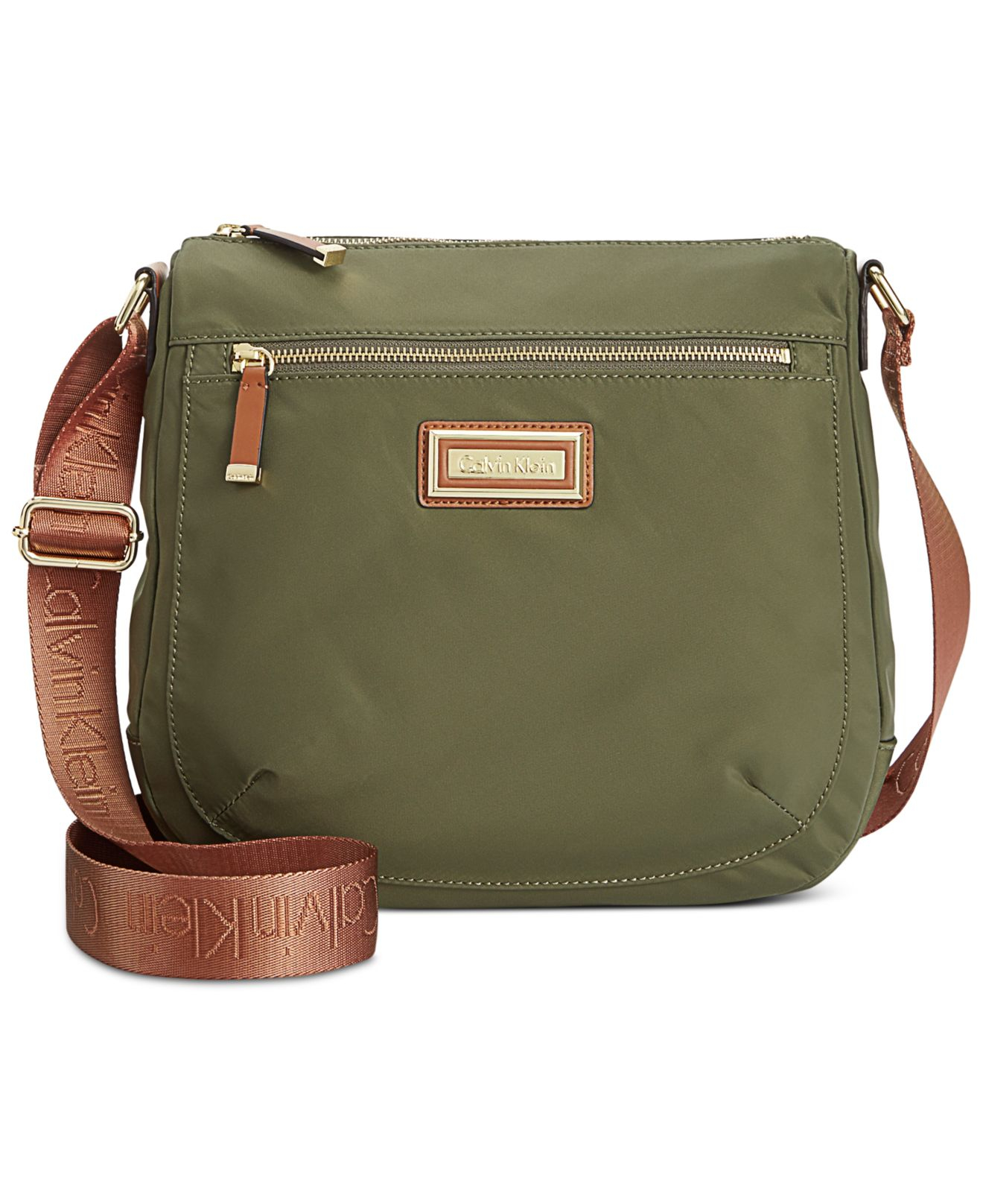 Lyst Calvin Klein Nylon Messenger Bag in Green