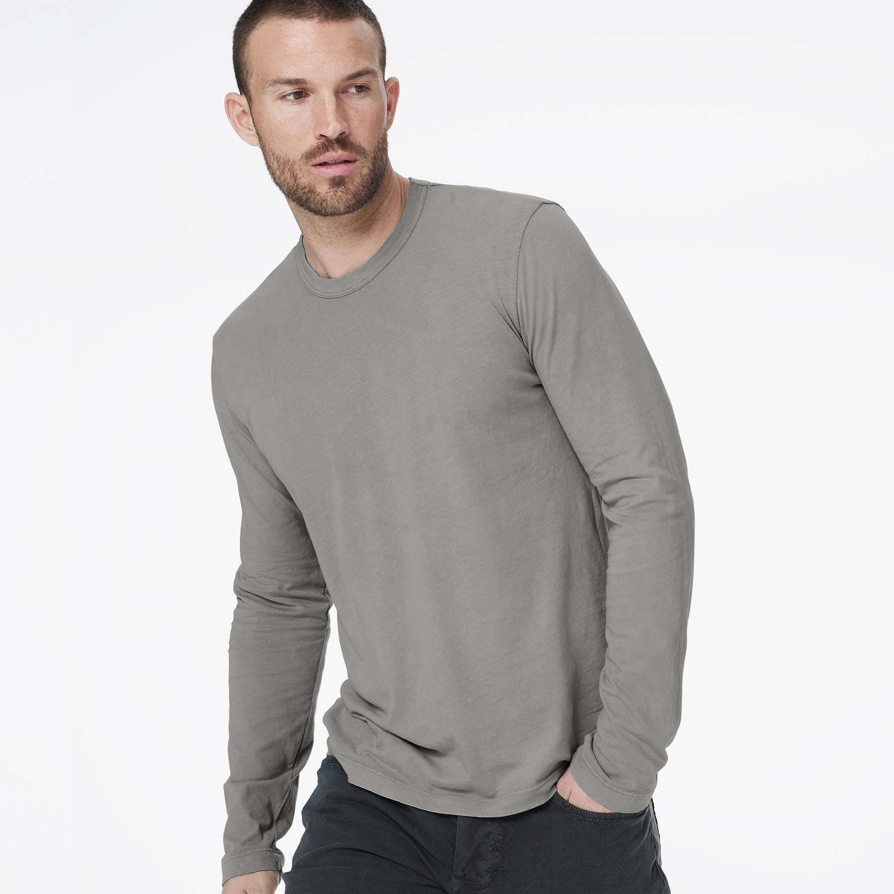 James perse Long Sleeve Crew Neck in Gray for Men (Portland Pigment) | Lyst