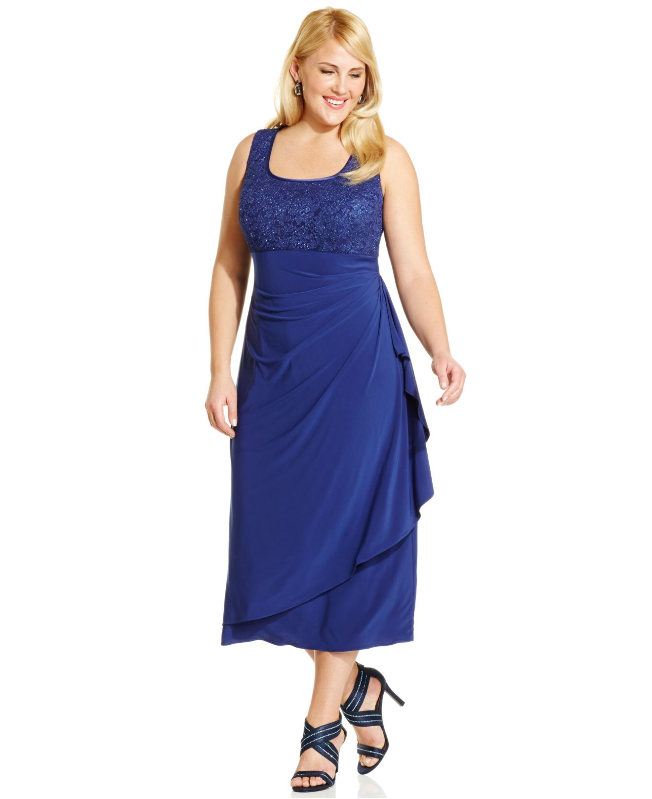 Alex evenings Plus Size Lace A-line Dress And Jacket in Blue | Lyst