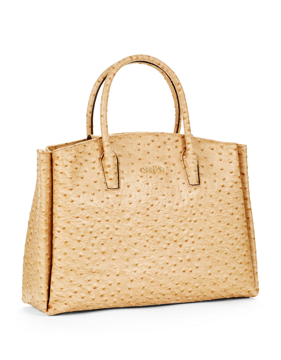 Calvin Klein Almond Leather Handbag in Beige | Lyst