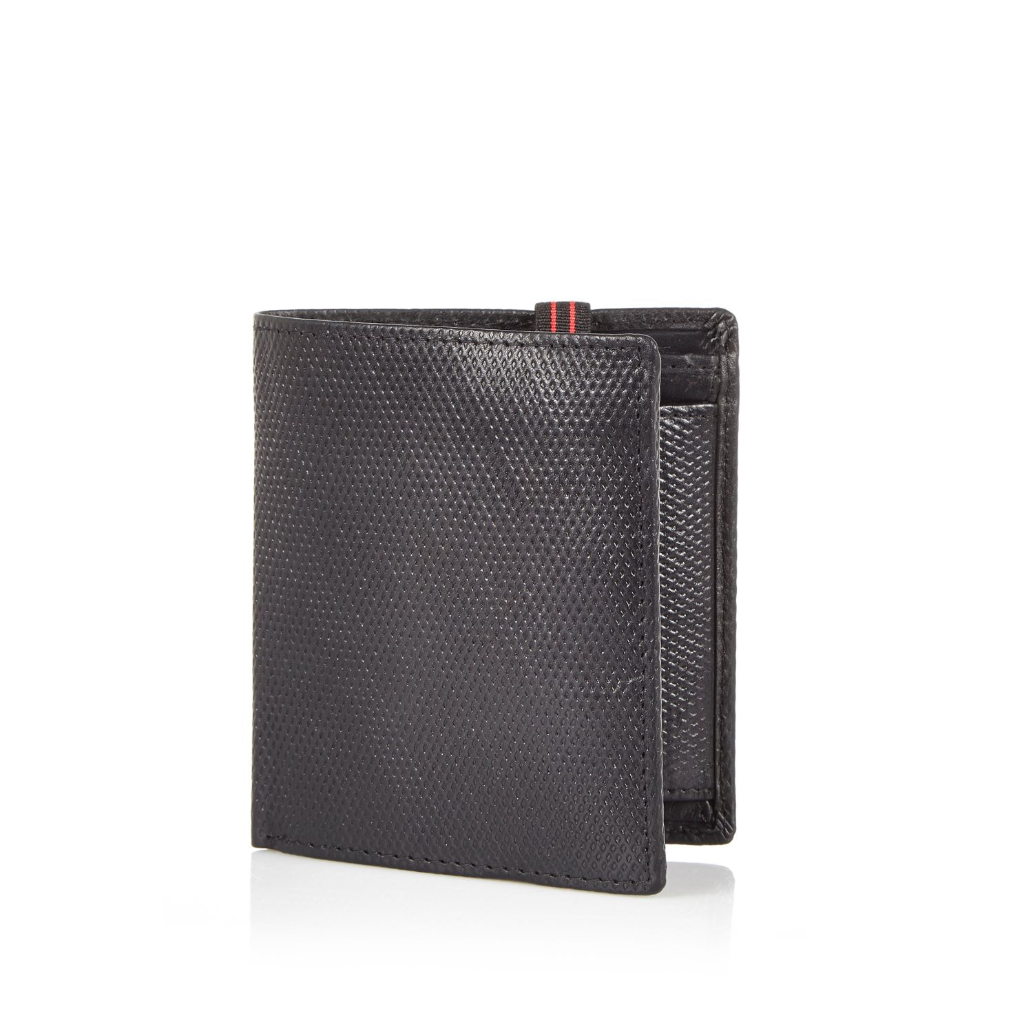 River island Black Leather Perforated Wallet in Black for Men | Lyst