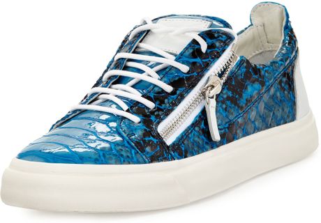 Giuseppe Zanotti Zip Pythonprint Lowtop Sneaker Turquoise in Blue for ...