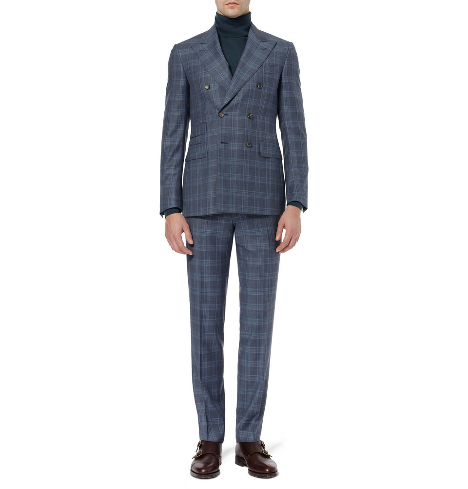 Lyst - Canali Taormina Doublebreasted Check Wool Suit in Blue for Men