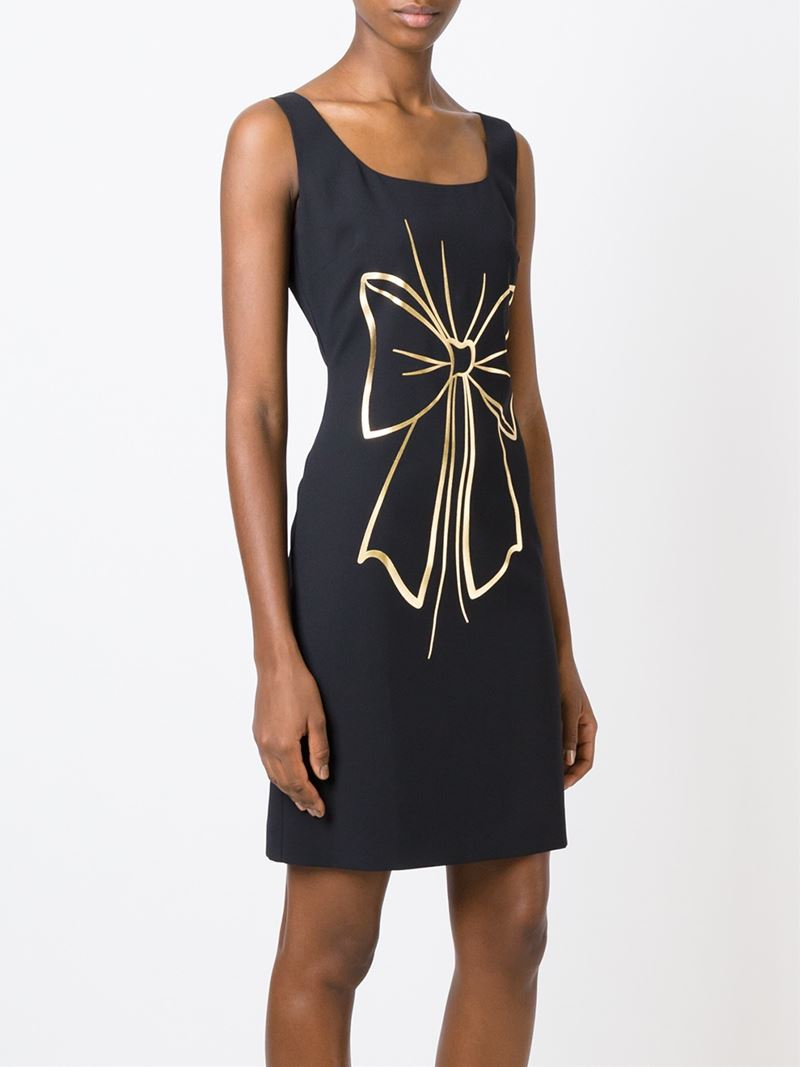 boutique moschino sleeveless bow print dress in black lyst boutique moschino sleeveless bow print dress in black lyst