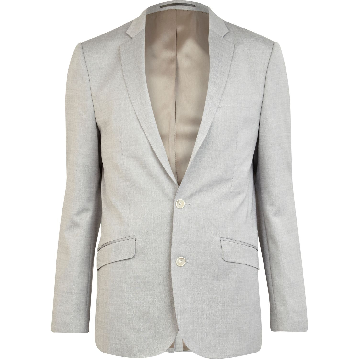 River Island Light Grey Slim Fit Smart Suit Jacket in Gray for Men (Grey) | Lyst