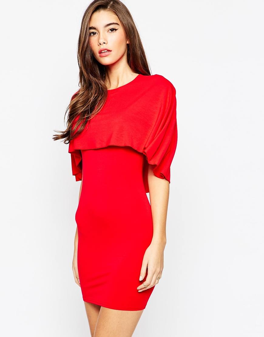 Asos Mini Cape Dress - Red in Red | Lyst