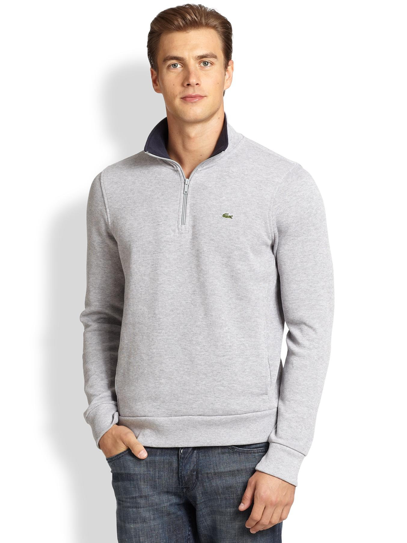 Lacoste Half-Zip Pullover Sweater in Silver for Men | Lyst