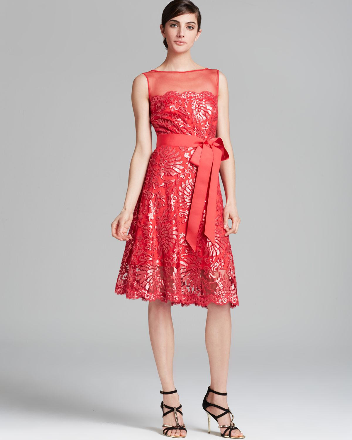 Lyst - Tadashi Shoji Dress - Sleeveless Illusion Neckline Sequin Lace ...