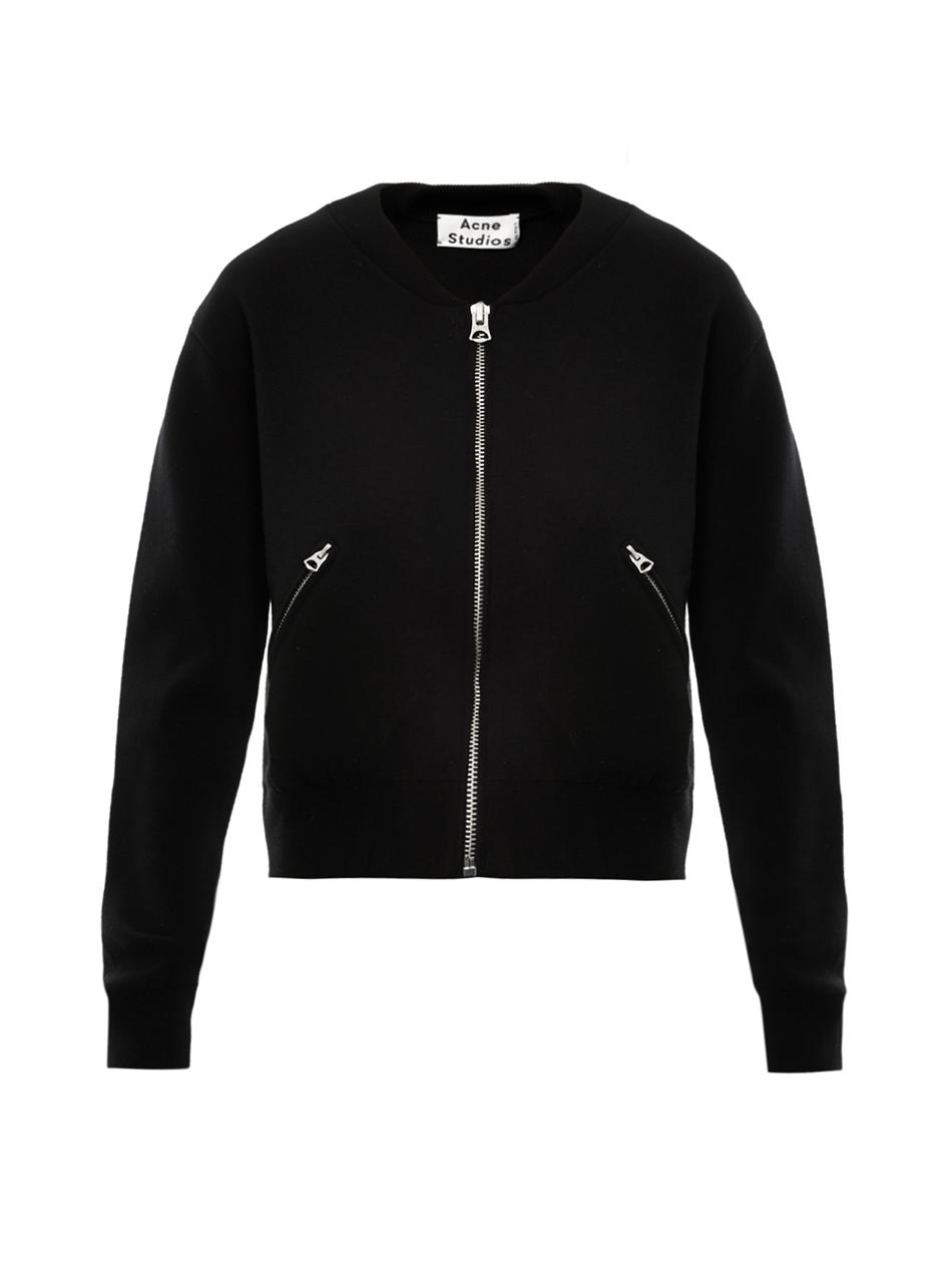 Lyst - Acne Studios Otto Reversible Shearling Bomber Jacket in Black ...