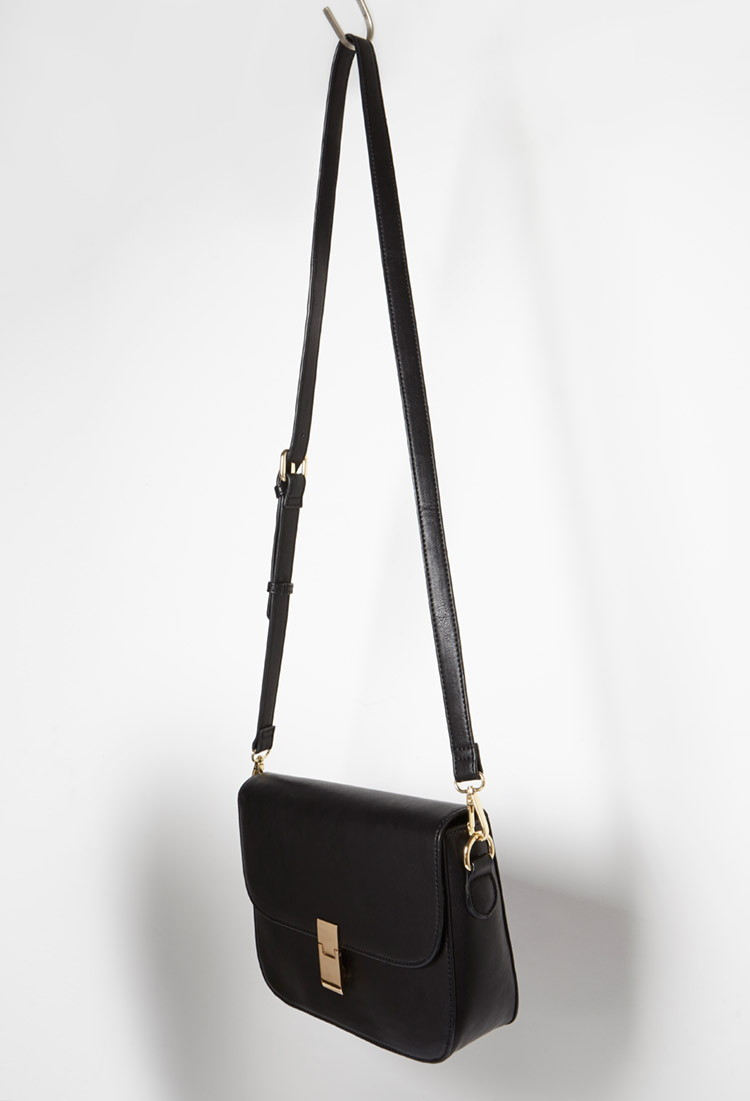 Lyst Forever 21 Structured Faux Leather Crossbody In Black
