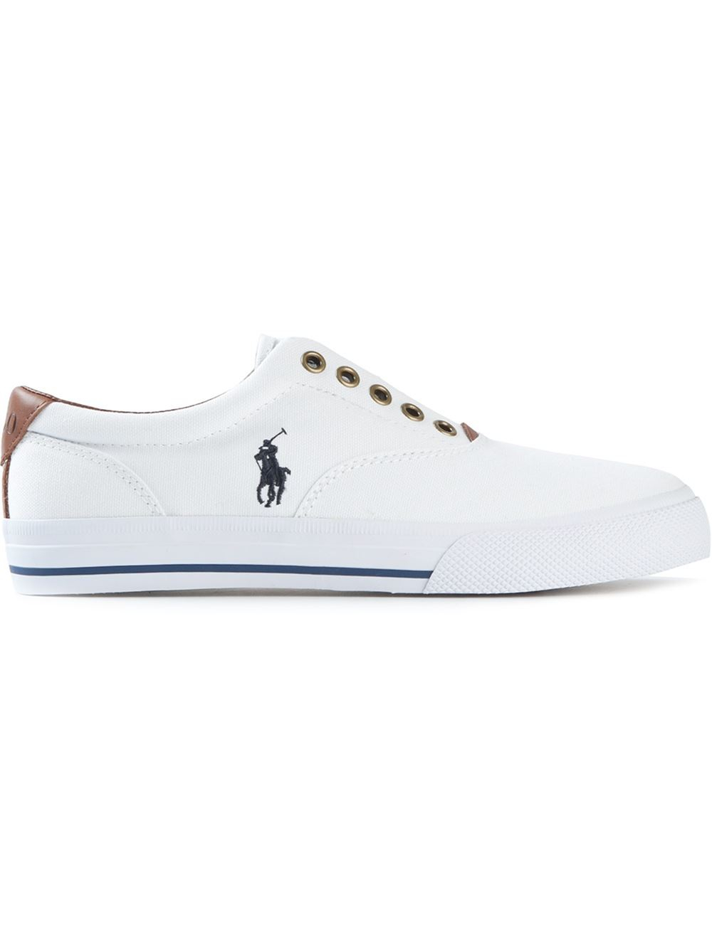 Polo ralph lauren Logo Embroidered Laceless Sneakers in White for Men ...