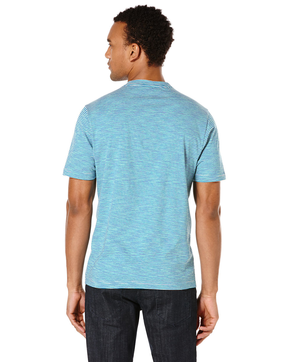 Perry ellis Space Dye Stripe T-shirt in Blue for Men | Lyst