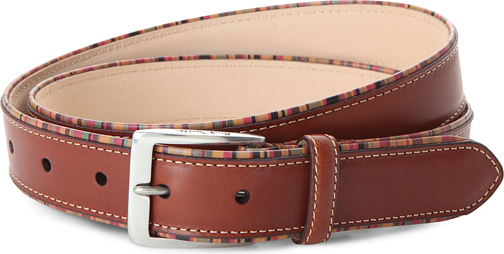 Paul smith Multistriped Leather Belt in Brown for Men (multi) Lyst