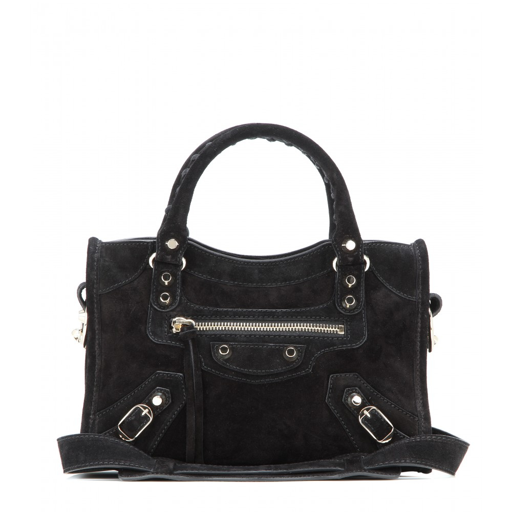 Lyst - Balenciaga Classic Mini City Suede Shoulder Bag in Black