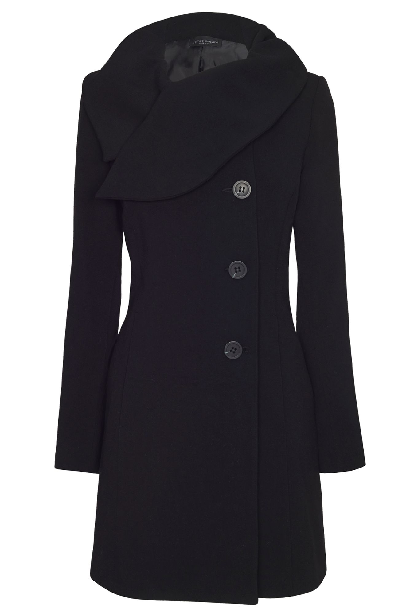 James Lakeland Tailored Coat with Big Collar in Black | Lyst