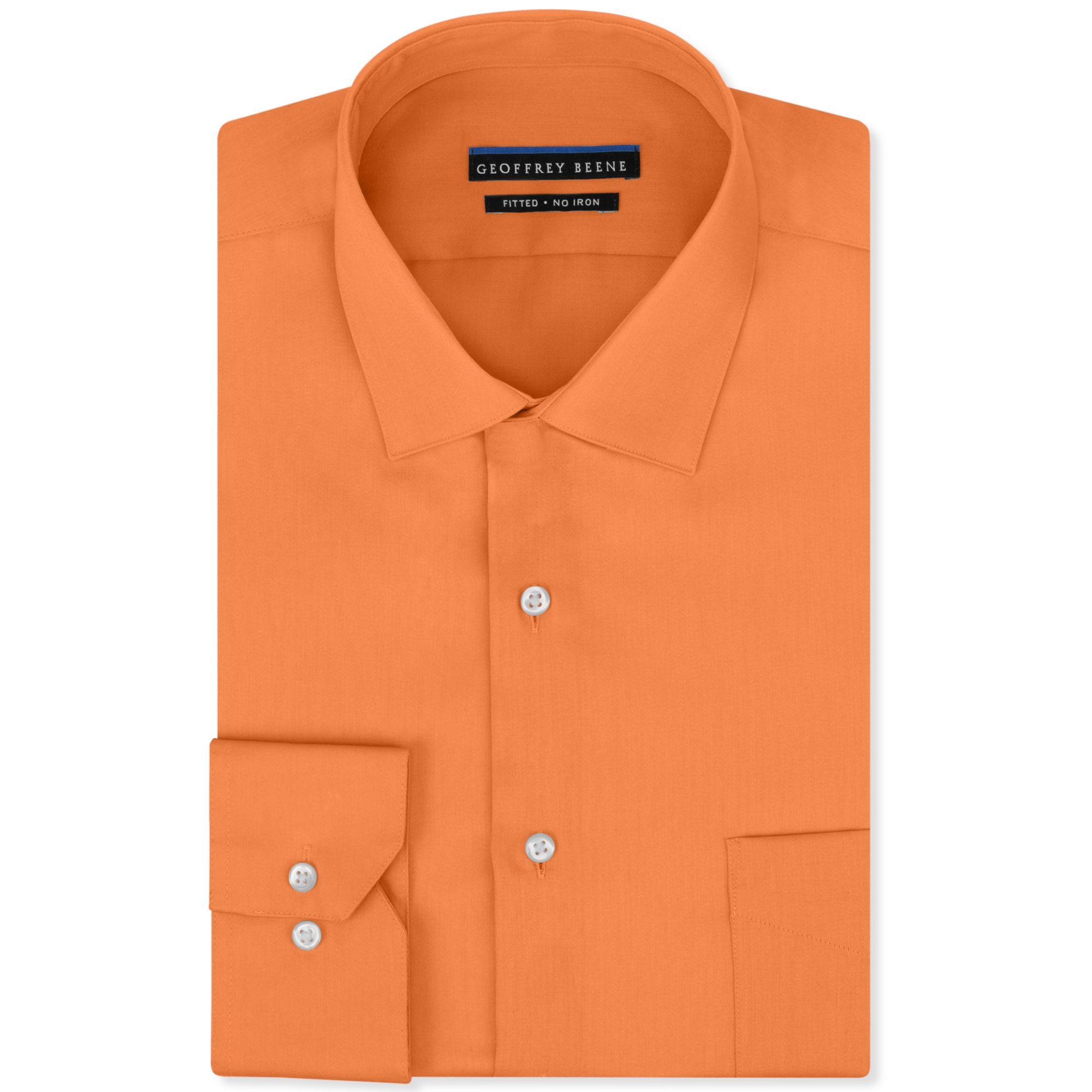 Geoffrey Beene No Iron Fitted Sateen Solid Dress Shirt in Orange for ...