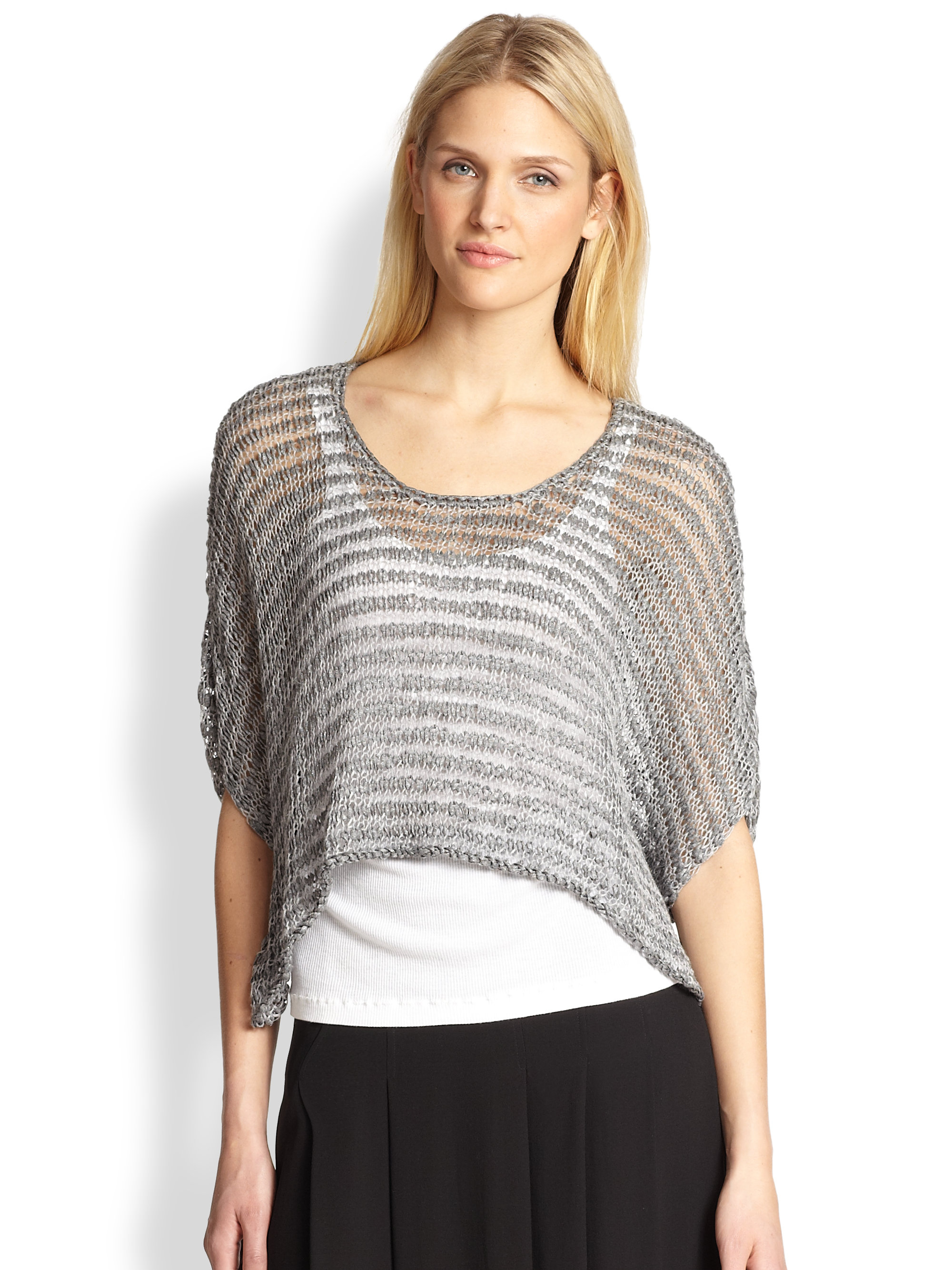 Lyst - Eileen Fisher Openweave Boxy Sweater in Gray