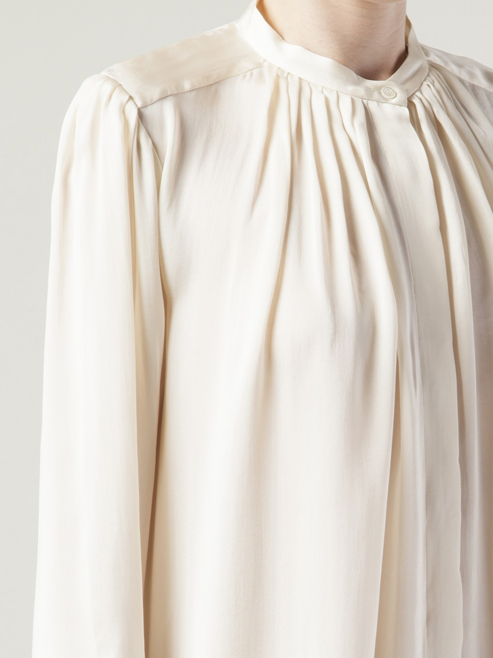 Lyst - Vanessa Bruno Pleated Button Down Blouse in White