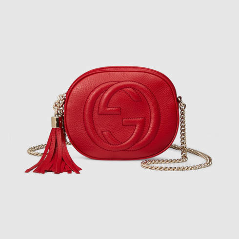 Lyst - Gucci Soho Leather Mini Chain Bag in Red
