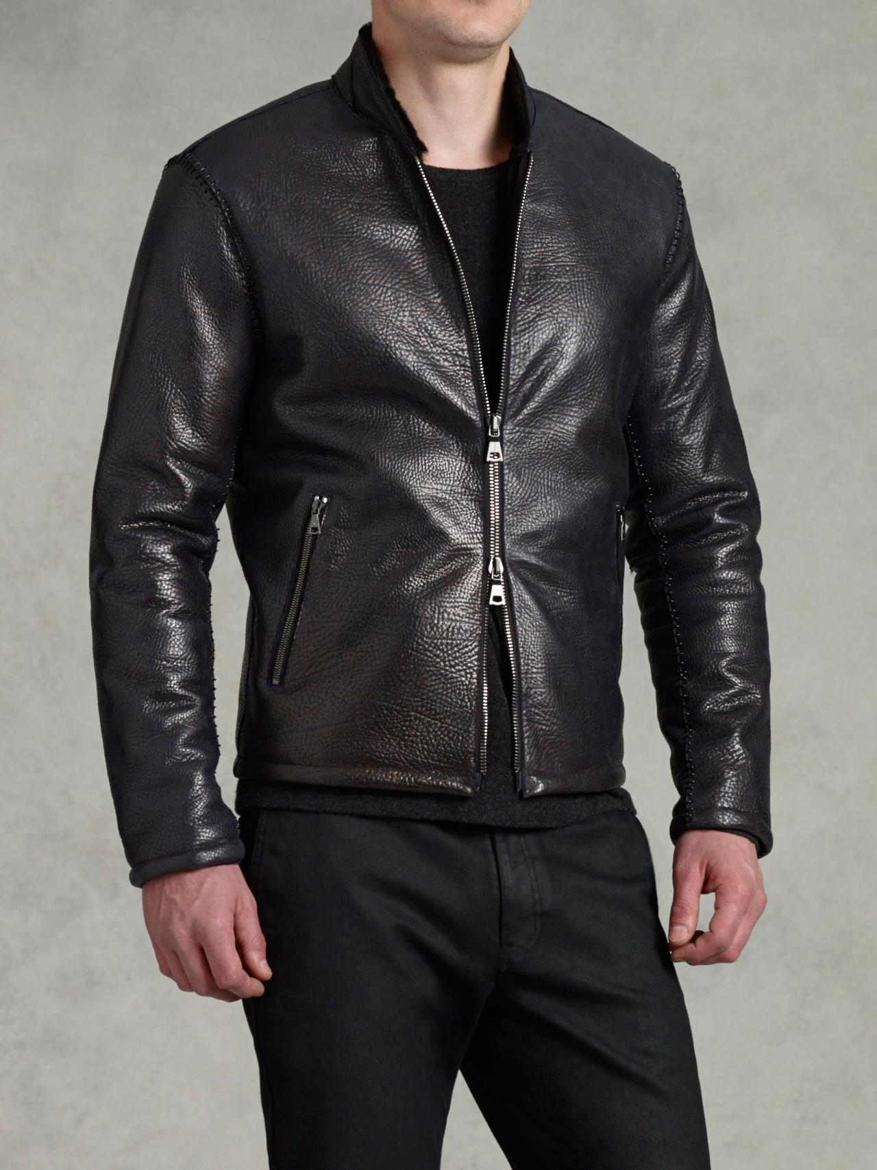 Lyst - John Varvatos Short Shearling Jacket in Black for Men