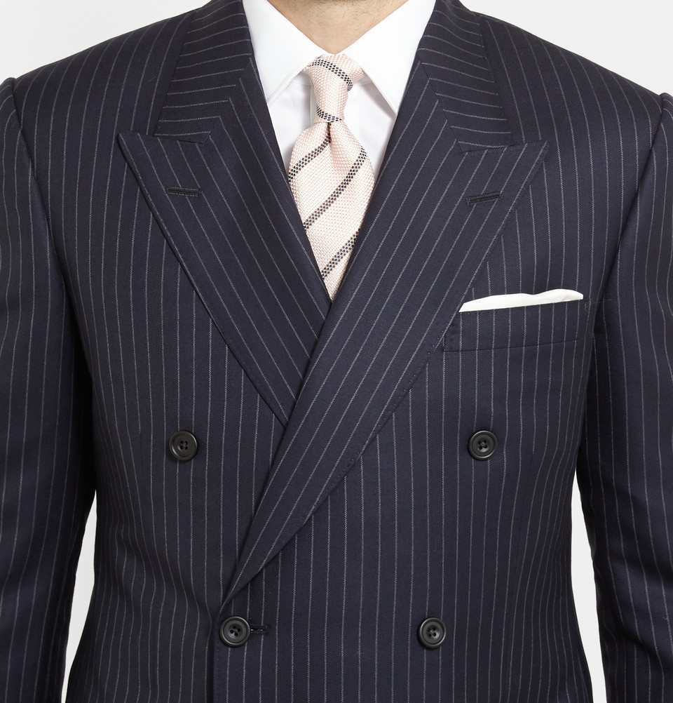 Kingsman Navy DoubleBreasted Pinstripe Suit in Blue for Men Lyst