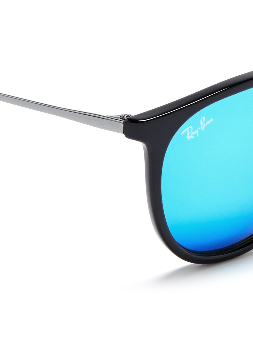 Ray Ban Erika Acetate Frame Metal Temple Mirror Sunglasses In Blue For Men Lyst