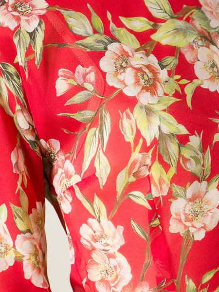 Dolce & Gabbana Floral Print Blouse in Red | Lyst