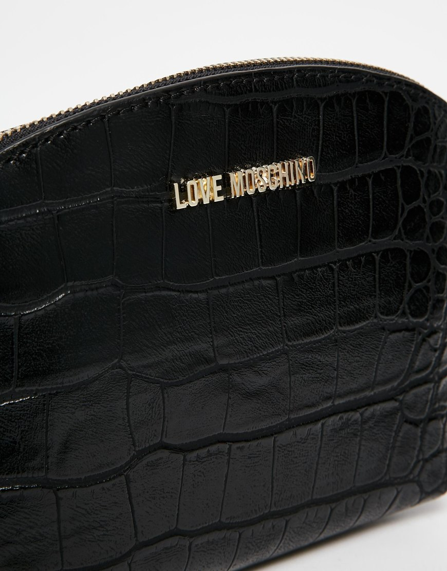 Download Lyst - Love Moschino Mock Croc Make Up Bag in Black