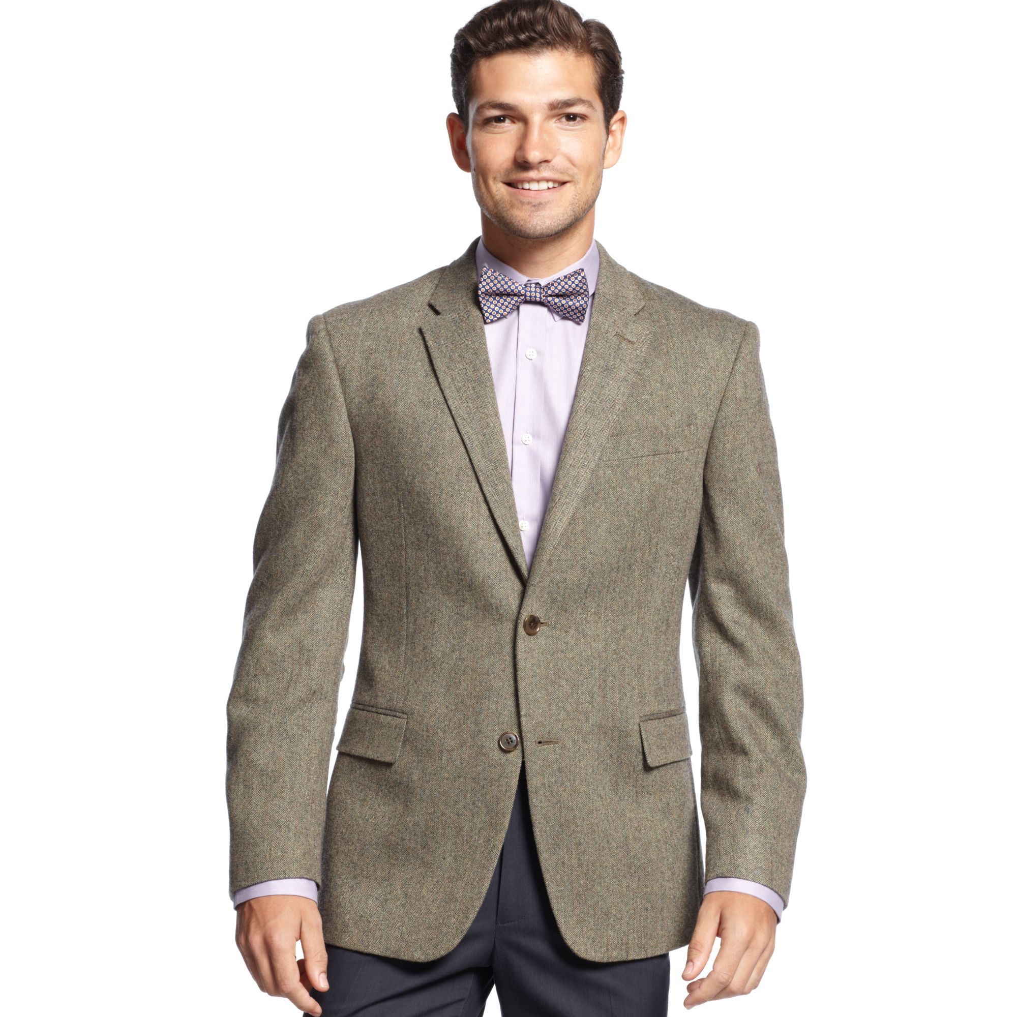 Lyst - Tommy Hilfiger Herringbone Sportcoat with Elbow Patches in Brown ...
