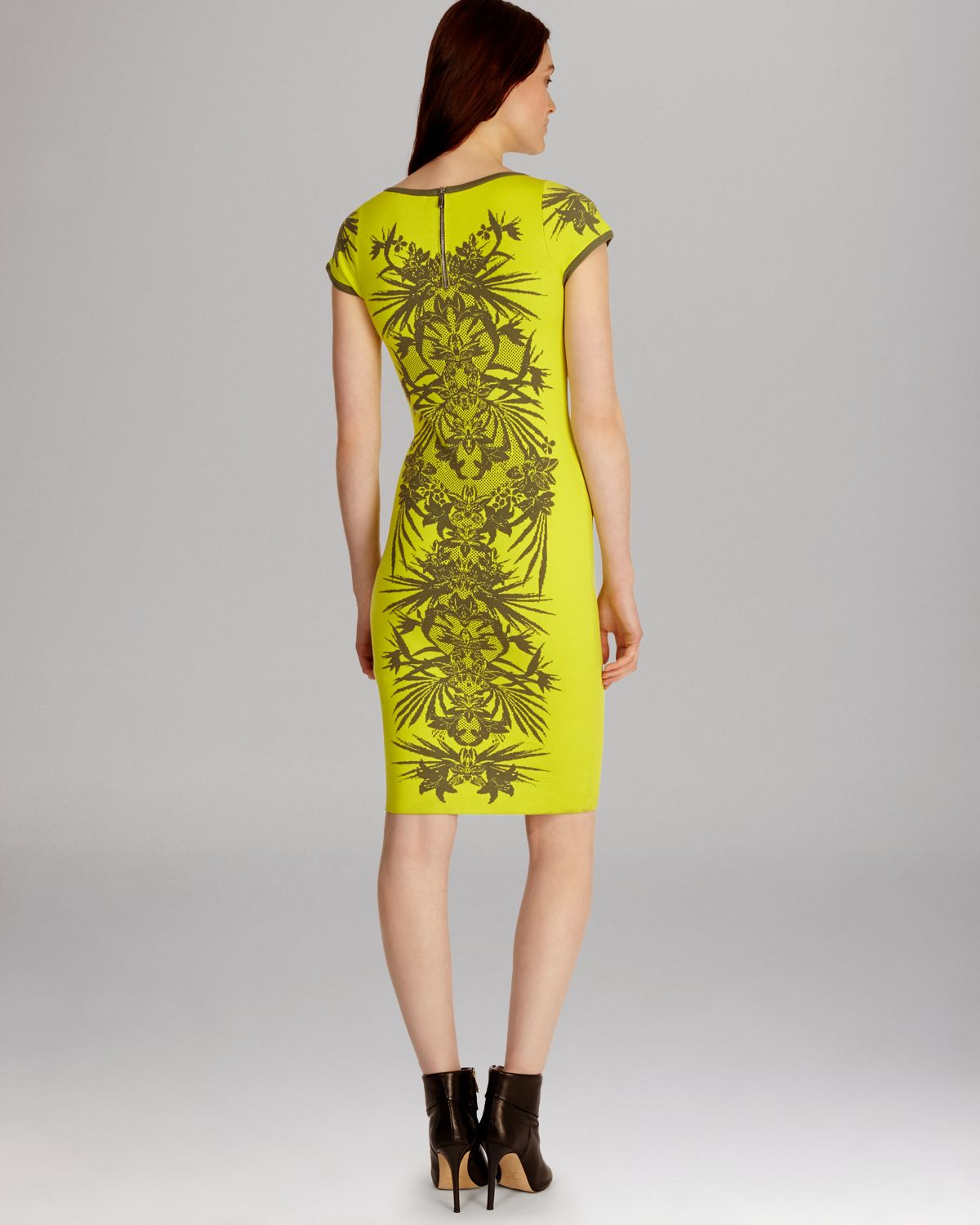 Lyst Karen Millen Dress Jungle Jacquard Knit Collection in Yellow