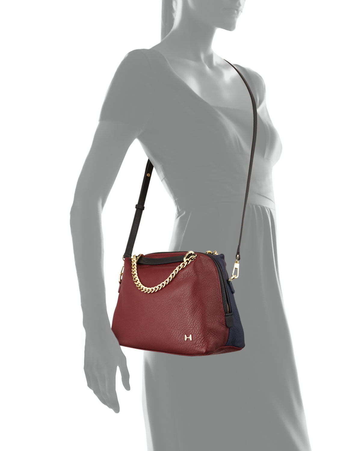 Halston Small Leather Satchel Bag in Red | Lyst